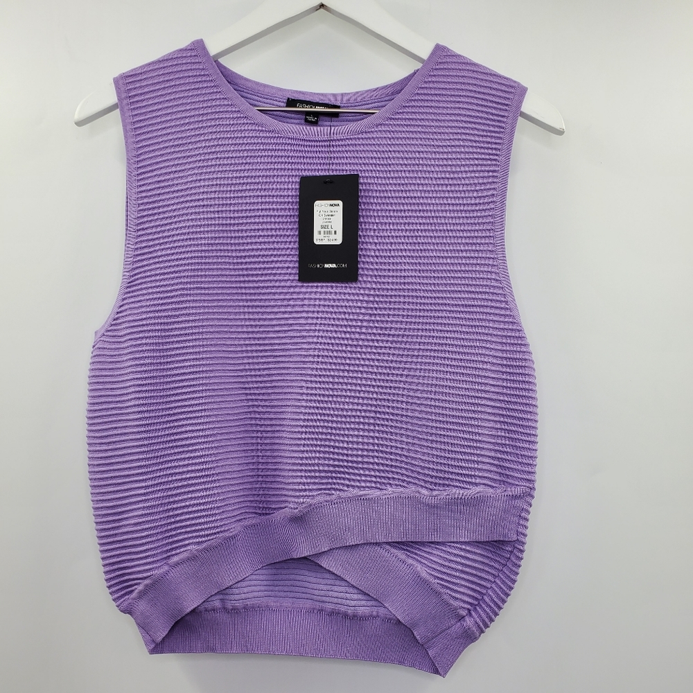 Fashion Nova Put Your Game On Sweater Lavender Ribbed Knit Sleeveless NEW - Picture 8 of 8